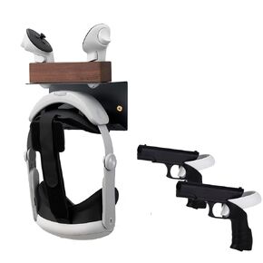 NIRVASH VR Headset Wall Mount Holder Storage Stand Hook and VR Controller Grip Stock Handle Attachment for Meta Oculus Quest 2