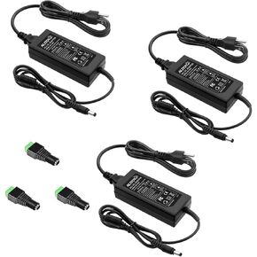 ALITOVE 3-Pack 24V 3A Power Supply Adapter, 72W AC to DC Converter with 5.5x2.1mm DC Output Jack for LED Light, 3D Printer, CCTV Camera System