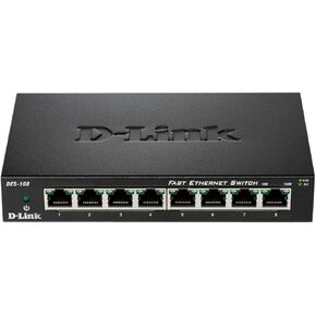 D-Link Fast Ethernet Switch ، 5 منفذ غير مُدارة 10/100 سطح مكتب بدون مروحة أو تصميم جدار (DES-105/Re) (متجدد)