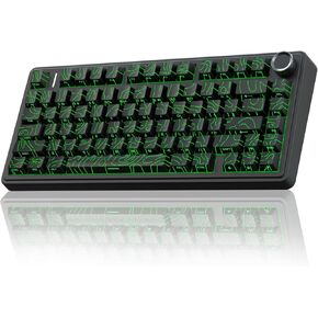 AULA F75 Pro Wireless Mechanical Keyboard with Knob,75% Hot Swappable Custom Gaming Keyboards,RGB Backlit,Pre-lubed Switches,Side Printed PBT Keycaps Creamy Sounding Computer Keyboard, Line Black