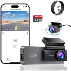 Q4 Dual Dash Cam Bundle: 11.5ft USB C to USB C Cable, Free 64GB Card, Type C Car Charger Adapter, Compatible with Q4 Dash Cam, Rearview Mirror Cam, Backup Camera