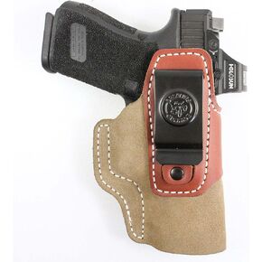 DeSantis Transit IWB Gun Holster- P365 Holster, Concealed Carry, Leather Holster IWB for Pistols, Fits the SIG P365, P365 SAS, P365X w/ ROMEO ZERO, Springfield Hellcat, Hellcat OSP - Ambidextrous, Tan