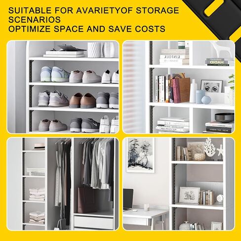 6 Pcs 36 Inch Shelf Pilaster,Adjustable Shelf Brackets,Stainless Steel Mortise Mount Pilaster Strip Standards with 12 Shelf Clips and Screws for Wall Shelving System Closet Organization Storage in Saudi Arabia