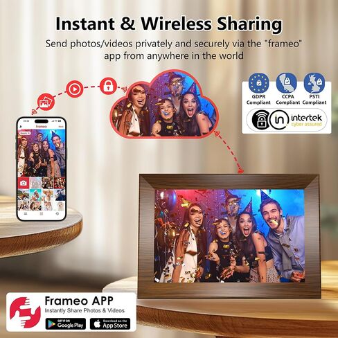 Frameo 10.1 بوصة WIFI إطار الصورة الرقمية ، 1280 × 800 إطارات صور HD ، إطارات شاشة اللمس IPS ، ذاكرة 32 جيجابايت ، تدوير تلقائي ، مكتب أو جدار ، مشاركة مقاطع فيديو وصور في أي وقت للعشاق والعائلة in Kuwait