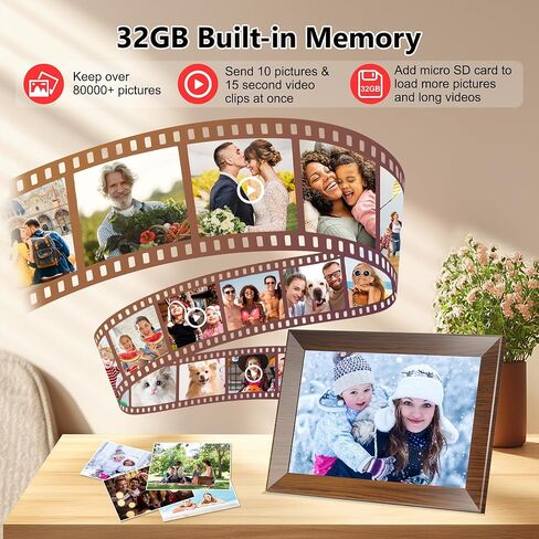 Frameo 10.1 بوصة WIFI إطار الصورة الرقمية ، 1280 × 800 إطارات صور HD ، إطارات شاشة اللمس IPS ، ذاكرة 32 جيجابايت ، تدوير تلقائي ، مكتب أو جدار ، مشاركة مقاطع فيديو وصور في أي وقت للعشاق والعائلة in Kuwait