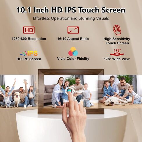 Frameo 10.1 بوصة WIFI إطار الصورة الرقمية ، 1280 × 800 إطارات صور HD ، إطارات شاشة اللمس IPS ، ذاكرة 32 جيجابايت ، تدوير تلقائي ، مكتب أو جدار ، مشاركة مقاطع فيديو وصور في أي وقت للعشاق والعائلة in Kuwait