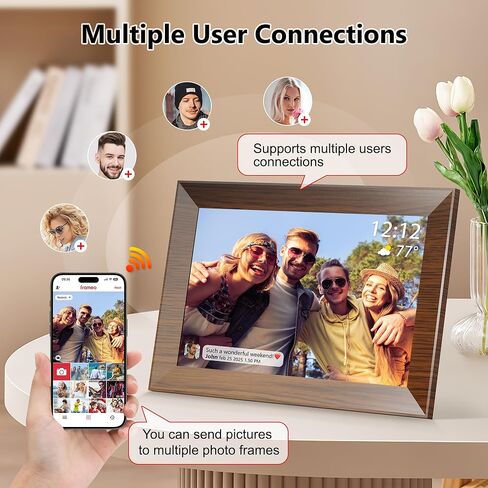 Frameo 10.1 بوصة WIFI إطار الصورة الرقمية ، 1280 × 800 إطارات صور HD ، إطارات شاشة اللمس IPS ، ذاكرة 32 جيجابايت ، تدوير تلقائي ، مكتب أو جدار ، مشاركة مقاطع فيديو وصور في أي وقت للعشاق والعائلة in Kuwait