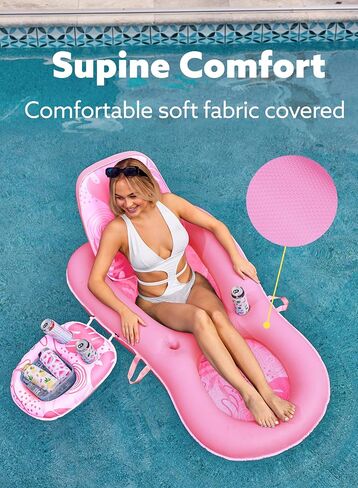 SLOOSH Pool Floats Lounger Adult, Fabric Pool Floaties Lounge Convertible 2-in-1 Float Floating Water Floaty with Cup Holders Adjustable Backrest Recliner for Pool Party in Saudi Arabia