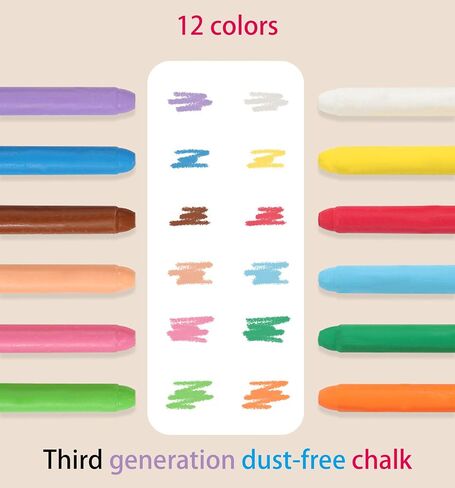 VOVCIG Upgrade Water-soluble Dustless Chalk,Non-toxic Dust-free Chalk,Color Dust-free Chalk That Can Be Cleaned with a Damp Cloth in Saudi Arabia