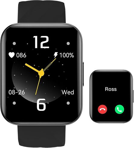 Smart Watches for Men Women (Answer/ Make Calls) Compatible with iPhone Android Phones, 1.85" Smartwatch Fitness Tracker with 100+ Sports Heart Rate Monitor Pedometer Sleep Tracker Waterproof (Black) in Saudi Arabia