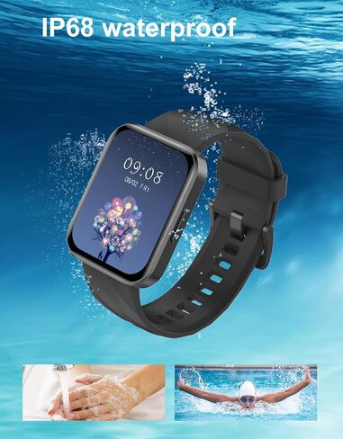 Smart Watches for Men Women (Answer/ Make Calls) Compatible with iPhone Android Phones, 1.85" Smartwatch Fitness Tracker with 100+ Sports Heart Rate Monitor Pedometer Sleep Tracker Waterproof (Black) in Saudi Arabia