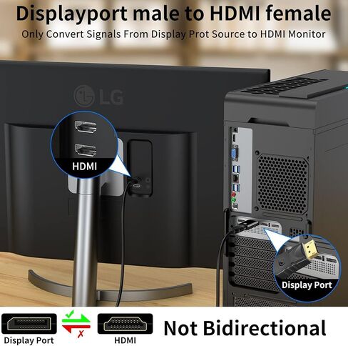 2 Pack Displayport to HDMI Adapter 1080p 4K عرض أحادي الاتجاه DP Computor إلى محول اتصال HDMI Monitor متوافق مع جهاز عرض جهاز الكمبيوتر المحمول للكمبيوتر الشخصي (2 ، 1080p@Black) in Kuwait