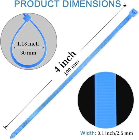 4 inch Small Zip Ties 50 PCS, Premium Plastic Wire Ties with 18lbs Tensile Strength, Self-Locking Cable Ties, UV & Heat Resistant for Indoor and Outdoor Use-Blue in Kuwait