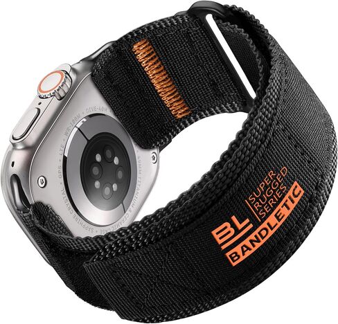 Rugged Nylon Bands Compatible with Apple Watch Ultra 2 Band 49mm for Men, Tactical Military Adjustable Soft Woven Loop Strap Also for iWatch Series 10 46mm, 9 8 7 45mm, SE 6 5 4 44mm, Black in Saudi Arabia