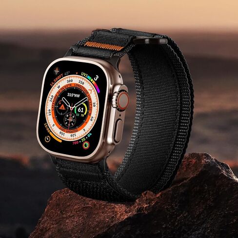 Rugged Nylon Bands Compatible with Apple Watch Ultra 2 Band 49mm for Men, Tactical Military Adjustable Soft Woven Loop Strap Also for iWatch Series 10 46mm, 9 8 7 45mm, SE 6 5 4 44mm, Black in Saudi Arabia