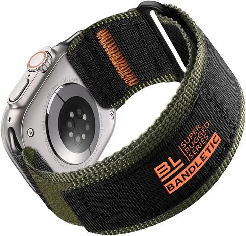 Rugged Nylon Bands Compatible with Apple Watch Ultra 2 Band 49mm for Men, Tactical Military Adjustable Soft Woven Loop Strap Also for iWatch Series 10 46mm, 9 8 7 45mm, SE 6 5 4 44mm, Black in Saudi Arabia