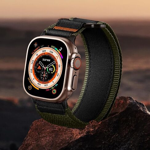 Rugged Nylon Bands Compatible with Apple Watch Ultra 2 Band 49mm for Men, Tactical Military Adjustable Soft Woven Loop Strap Also for iWatch Series 10 46mm, 9 8 7 45mm, SE 6 5 4 44mm, Black in Saudi Arabia