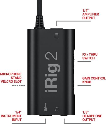 IK Multimedia iRig USB Guitar Audio Interface - 24 بت 48 كيلو هرتز تتضمن معدات استوديو تسجيل الموسيقى كابل USB C لأجهزة iPad وMac والكمبيوتر الشخصي وملحقات الجيتار وجهاز التسجيل in Kuwait