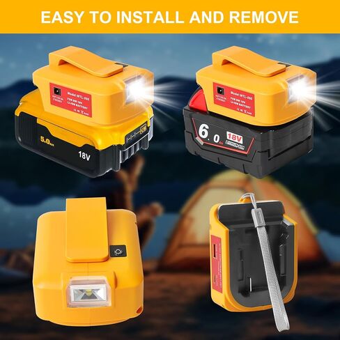 محول بطارية USB ADP05 لبطاريات ماكيتا 18 فولت، مع منافذ USB ونوع C وDC للسترات الساخنة، وشحن سريع وإضاءة LED للاستخدام الخارجي in Kuwait