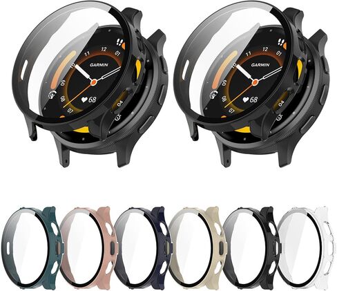 2 علبة حزمة صلبة مع واقي شاشة زجاجي متمثل مع Garmin Venu 3 Watch Watch Guard Guard Cover Touch Touch Assivity Film in Kuwait