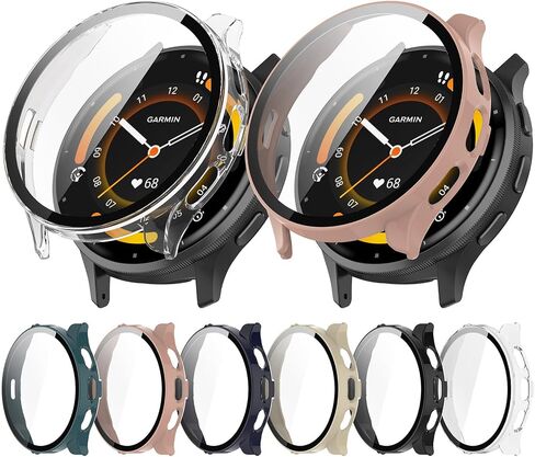 2 علبة حزمة صلبة مع واقي شاشة زجاجي متمثل مع Garmin Venu 3 Watch Watch Guard Guard Cover Touch Touch Assivity Film in Kuwait