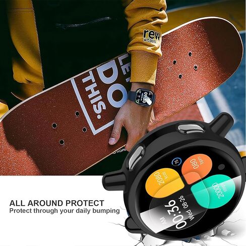G53 Smart Watch Case, Compatible for RUXINGX G53 Smart Watch Case, Lamshaw TPU Case with Screen Protector Compatible for RUXINGX G53/ HaSaKei G53/ Sanorum G53 (Black+Rose Gold) in Saudi Arabia