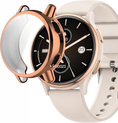 G53 Smart Watch Case, Compatible for RUXINGX G53 Smart Watch Case, Lamshaw TPU Case with Screen Protector Compatible for RUXINGX G53/ HaSaKei G53/ Sanorum G53 (Black+Rose Gold) in Saudi Arabia