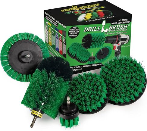 Drillbrush Multi-Surface Drill Brush Attachments Set for Car Interior, Bathroom, Flooring, Counters, Sinks, Siding, Garages, and More - Dishwasher Safe Drill Brush Car Detailing Kit Attachment Set in Kuwait
