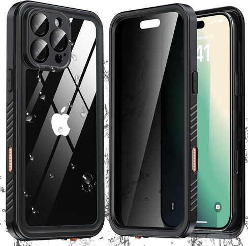 ANTSHARE for iPhone 16 Pro Max Case Waterproof, [Anti Spy] Privacy Screen Protector for iPhone 16 Pro Max, [IP68 Under Water] Heavy Duty Full-Body Shockproof Phone Case, Black in Kuwait