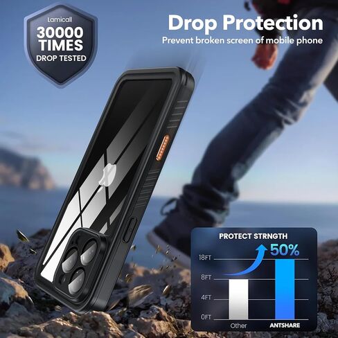 ANTSHARE for iPhone 16 Pro Max Case Waterproof, [Anti Spy] Privacy Screen Protector for iPhone 16 Pro Max, [IP68 Under Water] Heavy Duty Full-Body Shockproof Phone Case, Black in Kuwait