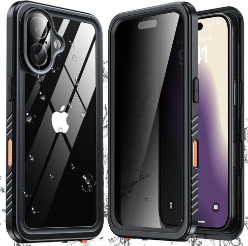 ANTSHARE for iPhone 16 Pro Max Case Waterproof, [Anti Spy] Privacy Screen Protector for iPhone 16 Pro Max, [IP68 Under Water] Heavy Duty Full-Body Shockproof Phone Case, Black in Kuwait