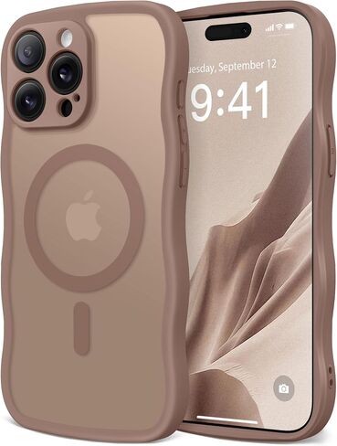 Cute for iPhone 13 Pro Max Case, Compatible with MagSafe, [Curly Wave Edge] [Full Camera Protection] [13 FT Drop Protection] Magnetic Phone Case for 13 Pro Max 6.7 Inch, Brown in Saudi Arabia