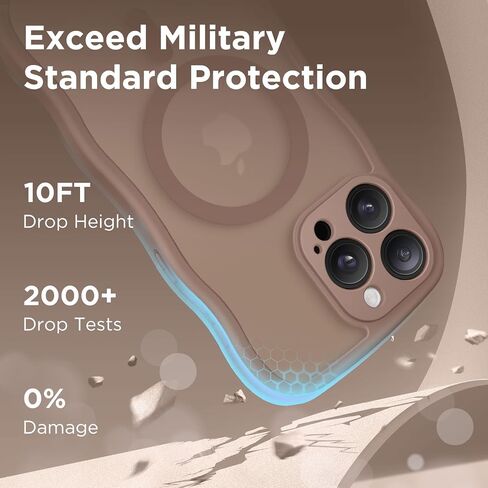 Cute for iPhone 13 Pro Max Case, Compatible with MagSafe, [Curly Wave Edge] [Full Camera Protection] [13 FT Drop Protection] Magnetic Phone Case for 13 Pro Max 6.7 Inch, Brown in Saudi Arabia