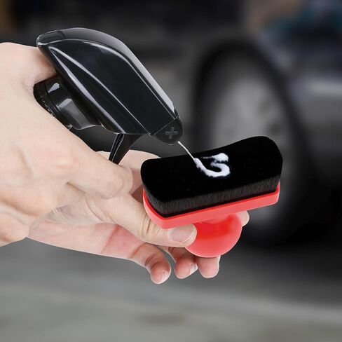 Car Tire Shine Applicator,Vegan Tire Shine Applicator with Curved Brush Head - Large Automotive Tire Dressing Applicator Brush with Storage Stand for Tire Detailing, 3.6 Inch Length (Black) in Kuwait