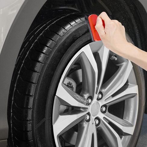 Car Tire Shine Applicator,Vegan Tire Shine Applicator with Curved Brush Head - Large Automotive Tire Dressing Applicator Brush with Storage Stand for Tire Detailing, 3.6 Inch Length (Black) in Kuwait