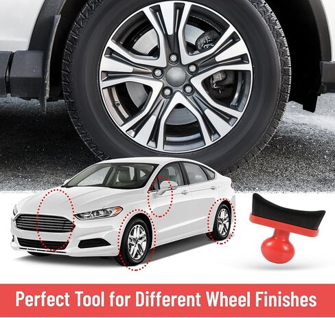 Car Tire Shine Applicator,Vegan Tire Shine Applicator with Curved Brush Head - Large Automotive Tire Dressing Applicator Brush with Storage Stand for Tire Detailing, 3.6 Inch Length (Black) in Kuwait