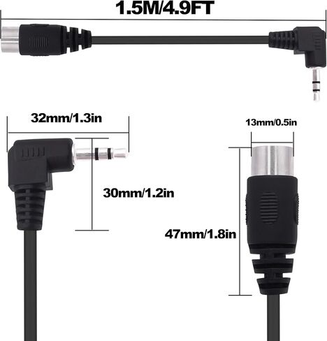 3.5mm to MIDI Din 5Pin Male Cable 90 Degree Right Angle 1/8 inch Jack Plug TRS Stereo Audio Adapter Cable for Speaker Amplifier HI-FI soundsystems-1.5M/4.9FT (Male) in Kuwait