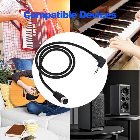 3.5mm to MIDI Din 5Pin Male Cable 90 Degree Right Angle 1/8 inch Jack Plug TRS Stereo Audio Adapter Cable for Speaker Amplifier HI-FI soundsystems-1.5M/4.9FT (Male) in Kuwait