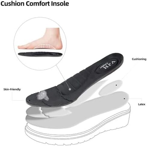 VJH confort Women’s Loafers Round Toe Slip on Comfort Arch Support Walking Shoes(Black,9) in Saudi Arabia