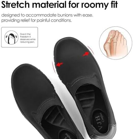 VJH confort Women’s Loafers Round Toe Slip on Comfort Arch Support Walking Shoes(Black,9) in Saudi Arabia