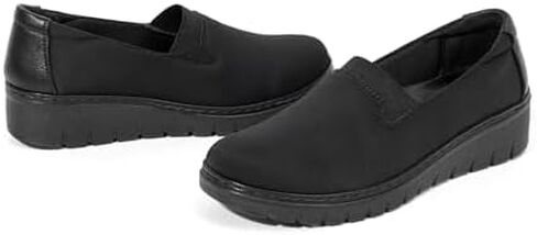 VJH confort Women’s Loafers Round Toe Slip on Comfort Arch Support Walking Shoes(Black,9) in Saudi Arabia