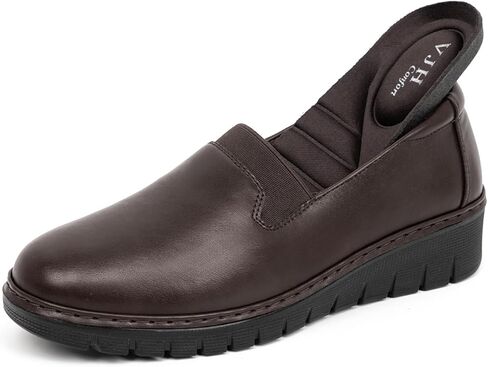 VJH confort Women’s Loafers Round Toe Slip on Comfort Arch Support Walking Shoes(Black,9) in Saudi Arabia