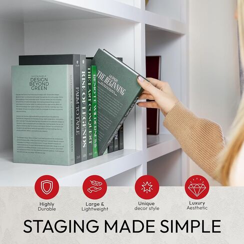 Decorative Books for Home Decor | Modern Minimalist Chic Luxury Aesthetic for your Bookshelf, Desk, Coffee Table, or Bathroom | Preppy Faux Designer Books for Nightstand or Dresser | Preppy Room Decor in Saudi Arabia