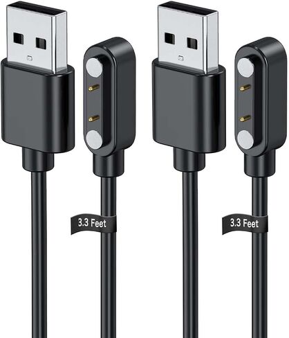 2 Pack Universal Smart Watch Charger Magnetic,Cable Contact 2 pin spacing 7.6mm,High Speed Safe Replacement USB Charger Cord,Portable Durable Travel Charger in Saudi Arabia