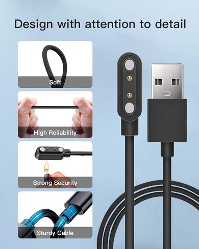 2 Pack Universal Smart Watch Charger Magnetic,Cable Contact 2 pin spacing 7.6mm,High Speed Safe Replacement USB Charger Cord,Portable Durable Travel Charger in Saudi Arabia