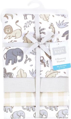 Hudson Baby Unisex Baby Cotton Flannel Receiving Blankets, Little Bear, One Size (Pack of 2) in Saudi Arabia