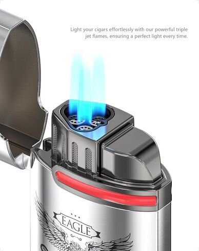 VVay 3 Jet Flame Torch Lighter Gas Gas قابلة لإعادة تعبئة ، نسر ، غاز غير مدرج in Kuwait