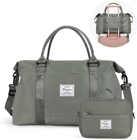 حقائب SYCNB لعطلة نهاية الأسبوع للنساء، حقيبة سفر من القماش الخشن مع حقيبة أدوات الزينة، حقيبة حمل شخصية طوال الليل في عطلة نهاية الأسبوع مع جيب مبلل وأكمام عربة، حقيبة صالة الألعاب الرياضية، أرجواني داكن in Kuwait