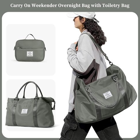 حقائب SYCNB لعطلة نهاية الأسبوع للنساء، حقيبة سفر من القماش الخشن مع حقيبة أدوات الزينة، حقيبة حمل شخصية طوال الليل في عطلة نهاية الأسبوع مع جيب مبلل وأكمام عربة، حقيبة صالة الألعاب الرياضية، أرجواني داكن in Kuwait