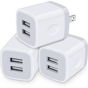 USB Charger Block,5V/2.1A iPhone Cube Dual Port Fast Charging Brick Android Phone Travel USB Wall Plug Chargers for iPhone 16 Pro Max /15/14/13,Samsung Galaxy S25/S24/S23/S22/A14/A54/A15/A16 5G